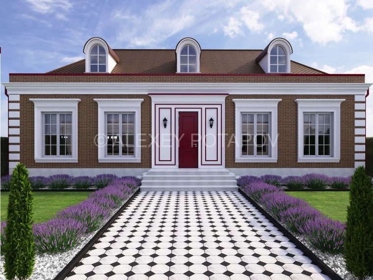 Одноэтажный дом в классическом стиле