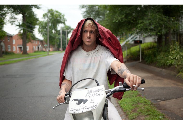 Райан Гослинг на мотоцикле