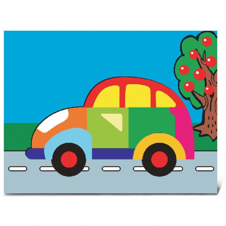 Машинка из цветной бумаги