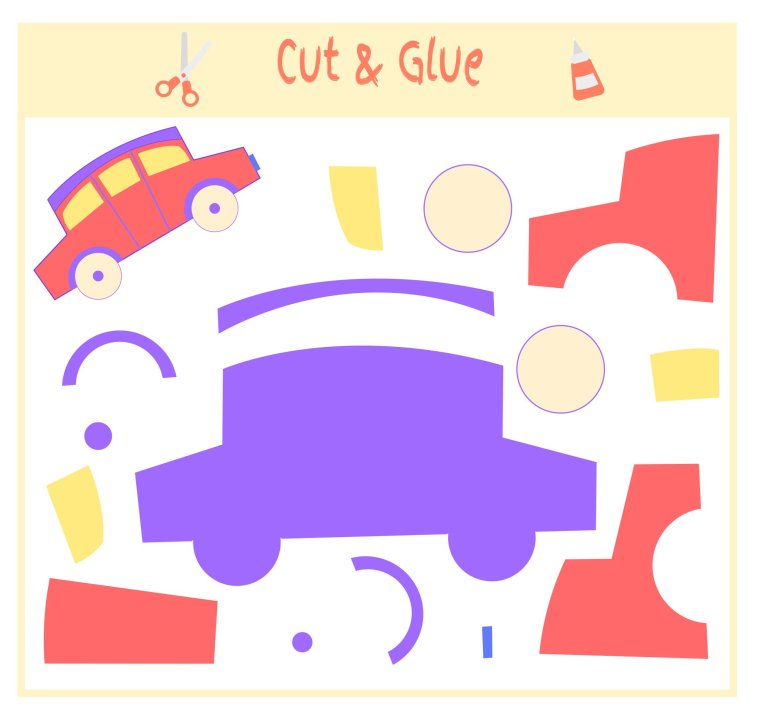 Аппликация машинка из цветной бумаги для детей