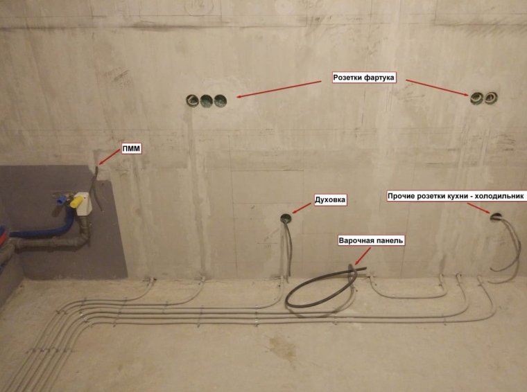 Монтаж электропроводки на кухне
