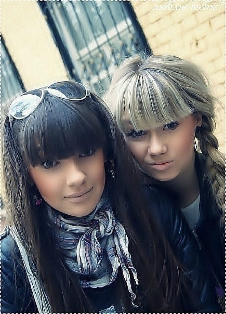 Челка до и после