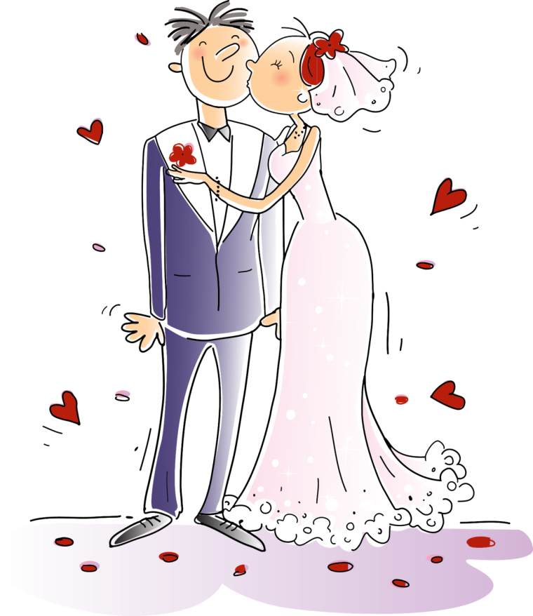 Молодожены ретро вектор