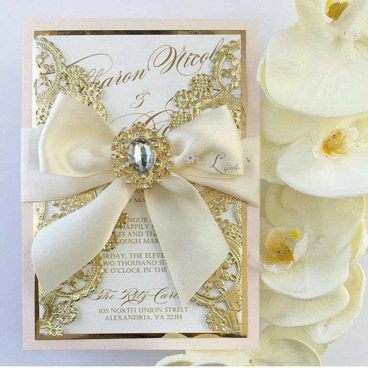 Золотые Свадебные приглашения