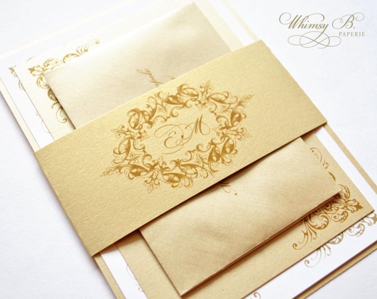 Пригласительные на свадьбу золото