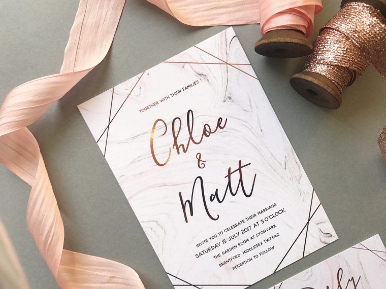 Приглашение на свадьбу мрамор