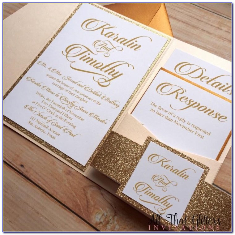 Свадебные приглашения золото