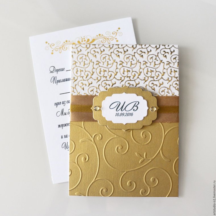 Приглашение на свадьбу золото