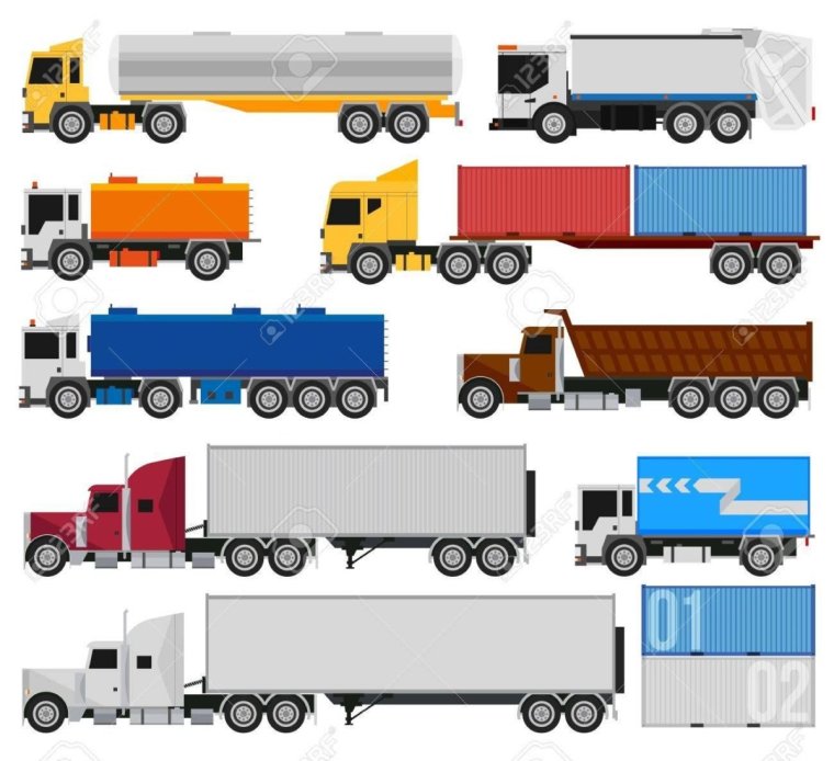 Фура с прицепом на белом фоне