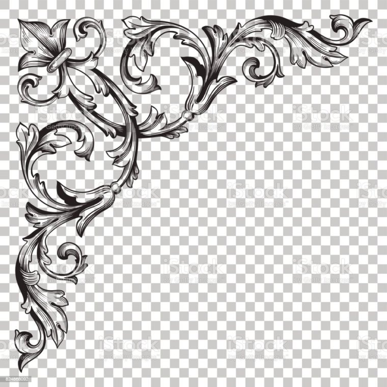 Векторные угловые узоры Барокко