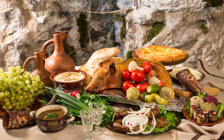 Грузинское застолье шашлыки
