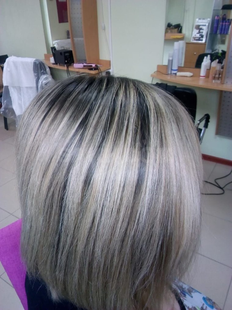 Мелирование на отросшие корни осветленных волос