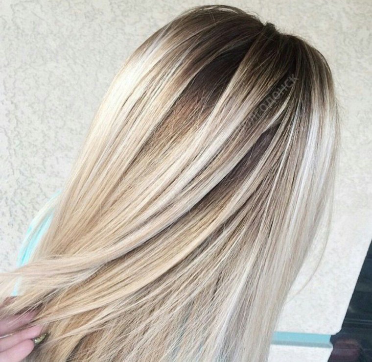 Прикорневое мелирование блонд