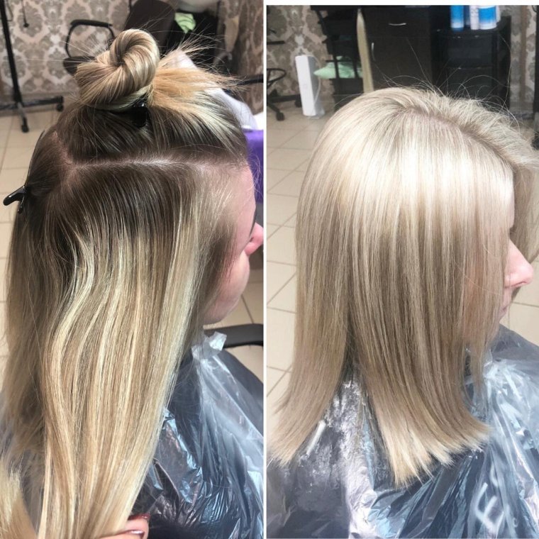 Прикорневое мелирование блонд