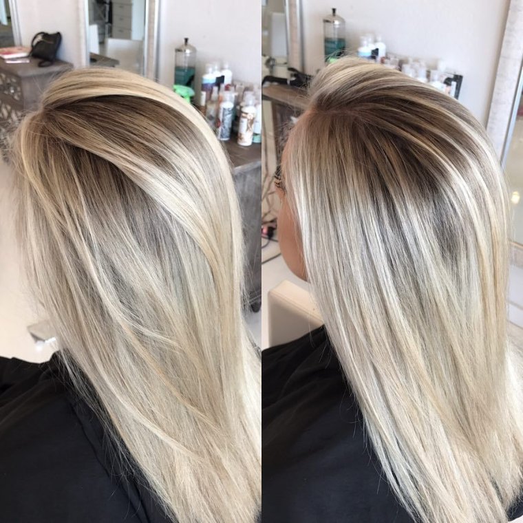 Мелирование на отросшие корни