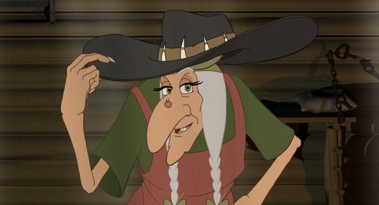 Бабка Ежка из мультика три богатыря