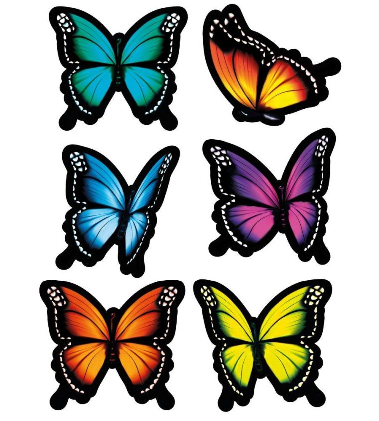 Разноцветные бабочки для вырезания