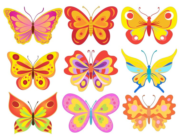 Бабочки для вырезания цветные