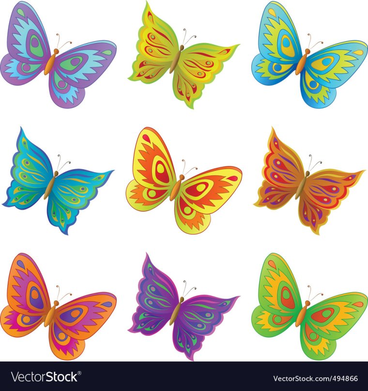 Трафарет с красивыми яркими бабочками