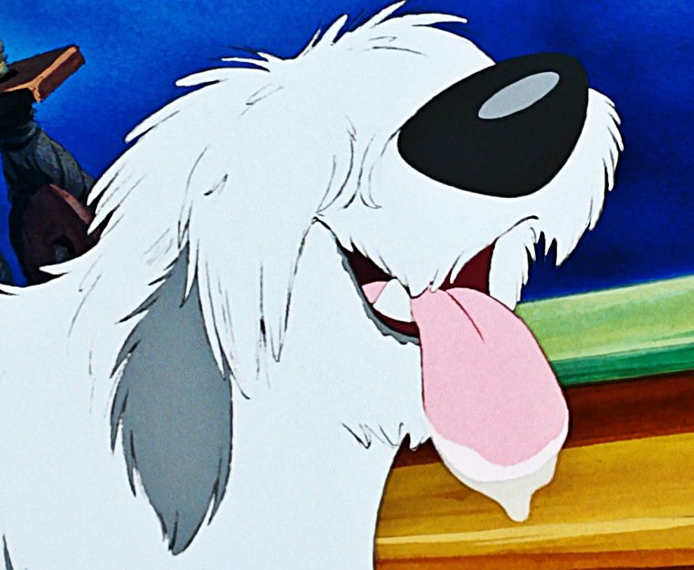 Белая собака из мультика