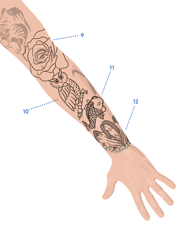 Эскизы тату на руку от локтя до кисти