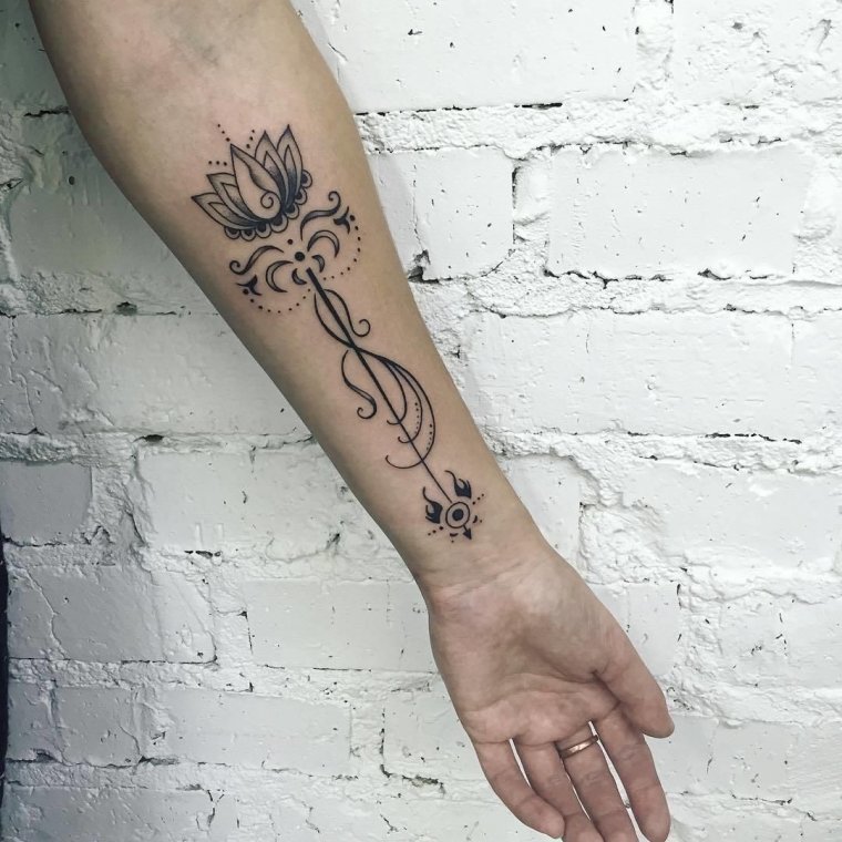 Тату на внутренней стороне предплечья у девушек