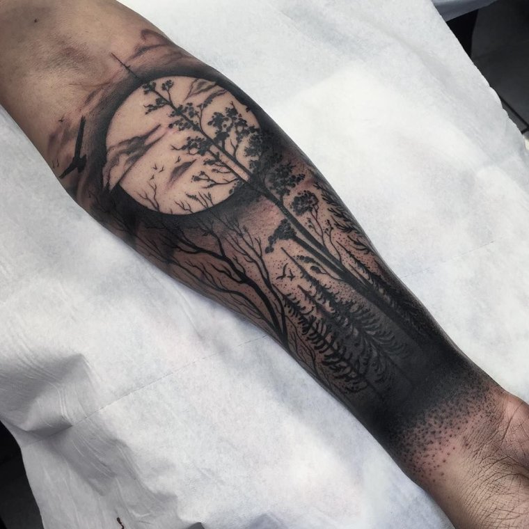 Рукав блэкворк лес Луна