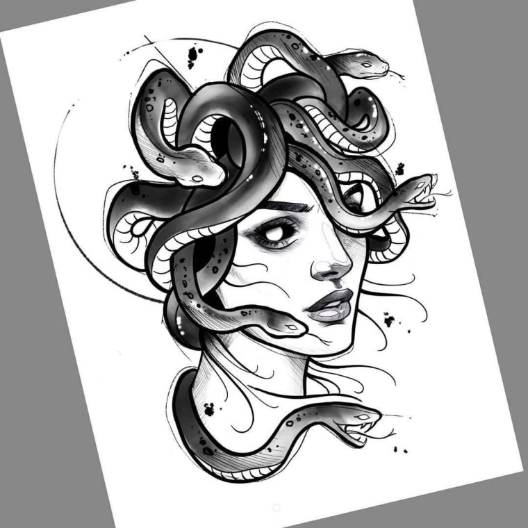 Медуза Горгона тату эскиз
