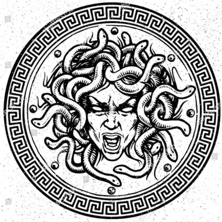 Медуза Горгона блэкворк