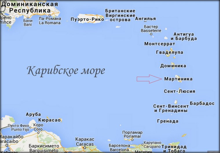 Остров Мартиника на карте мира