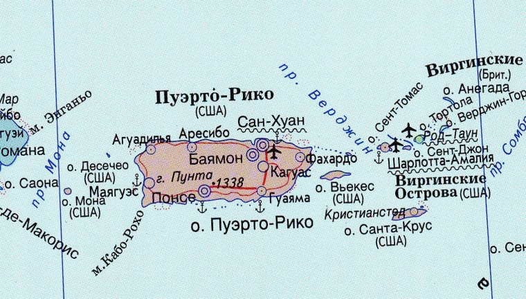 Остров Пуэрто Рико на карте
