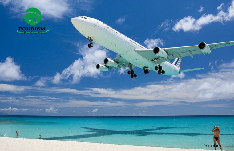 Пляж махо на острове сен-Мартен