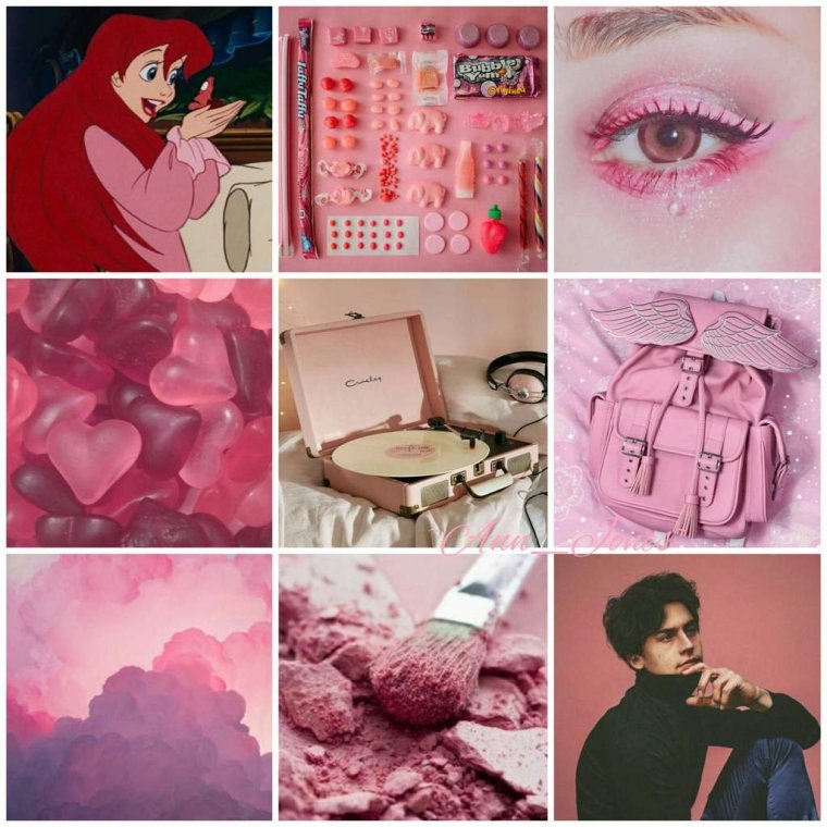 Эстетика розового и черного коллаж