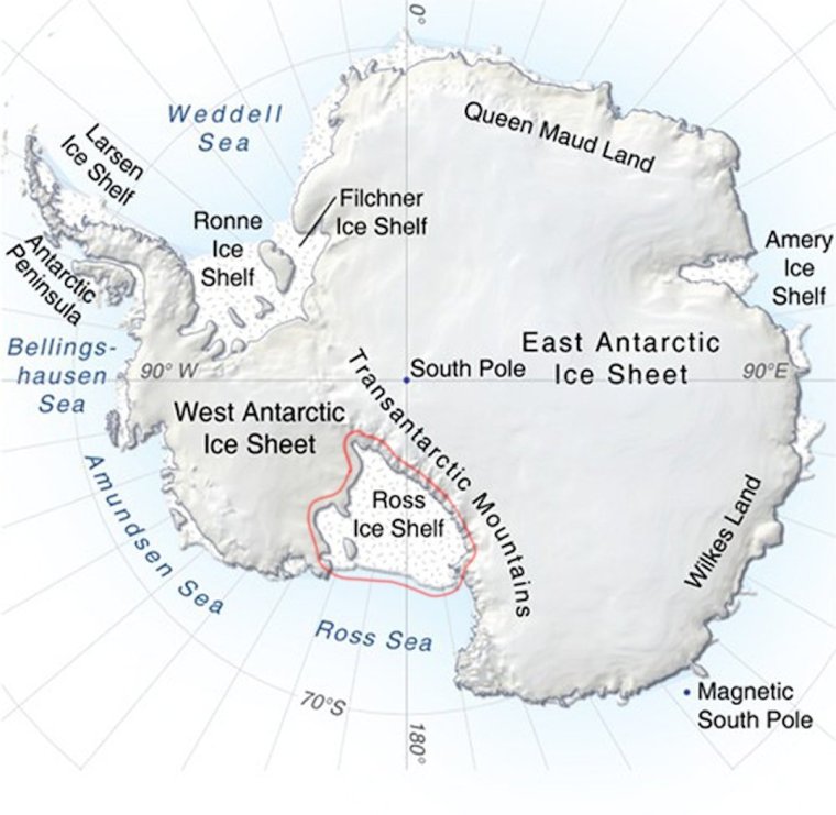 Шельфовый ледник Фильхнера на карте Антарктиды