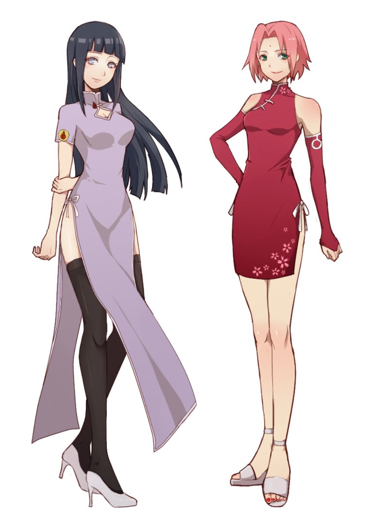 Хината Хьюга в Красном платье