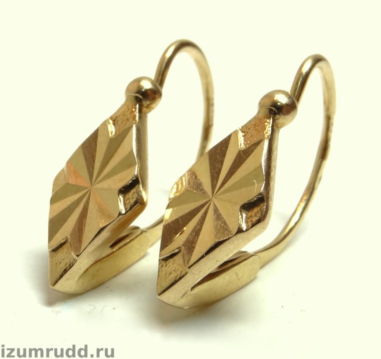 Серьги золотые ромбики 585