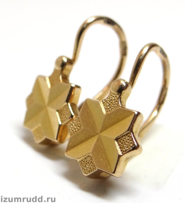 Серьги золото 585 ромбик