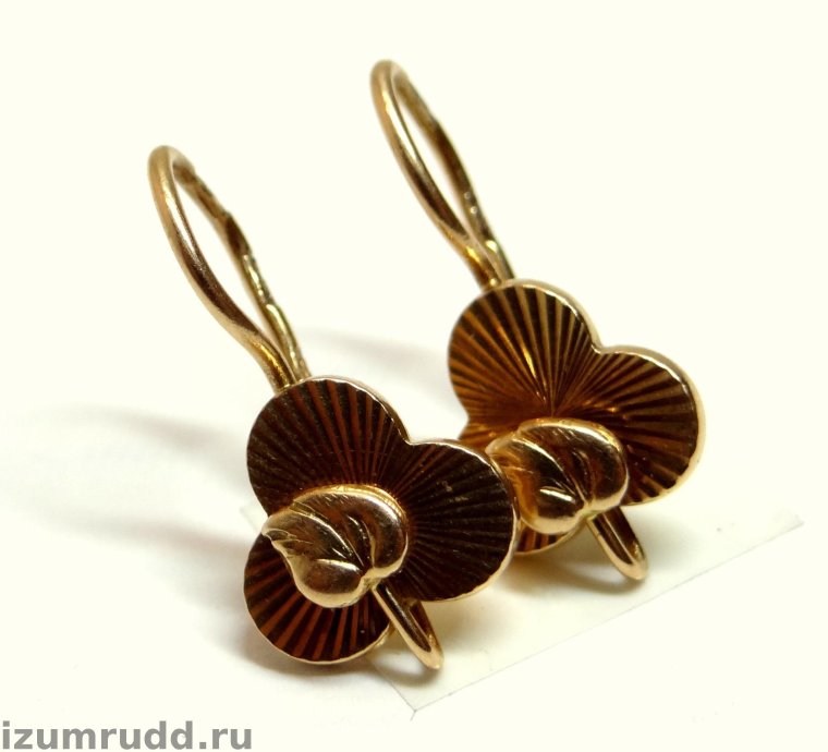 Серьги Трилистники золото 583 Рига