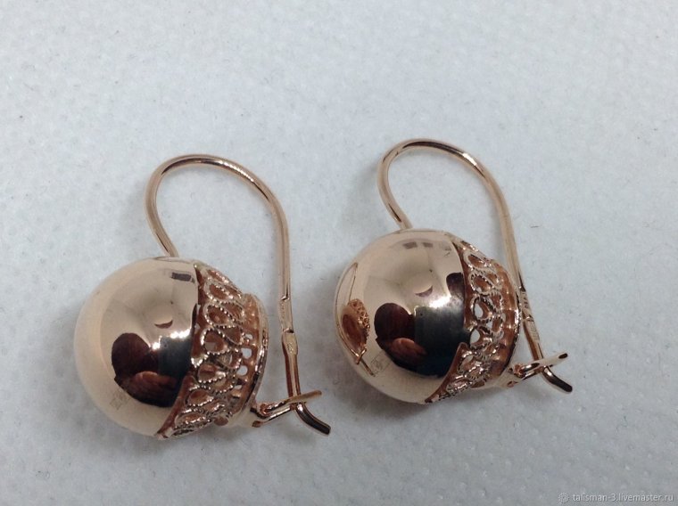 Золотые серьги шары 585