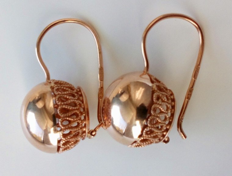 Золотые серьги шариковый 583 пробы