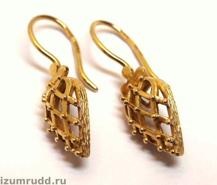 Золотые серьги филигрань 583 пробы СССР