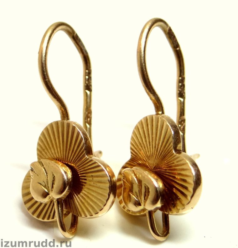 Золотые сережки Клевер 583 пробы