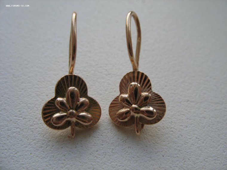 Серьги трилистник золото 583