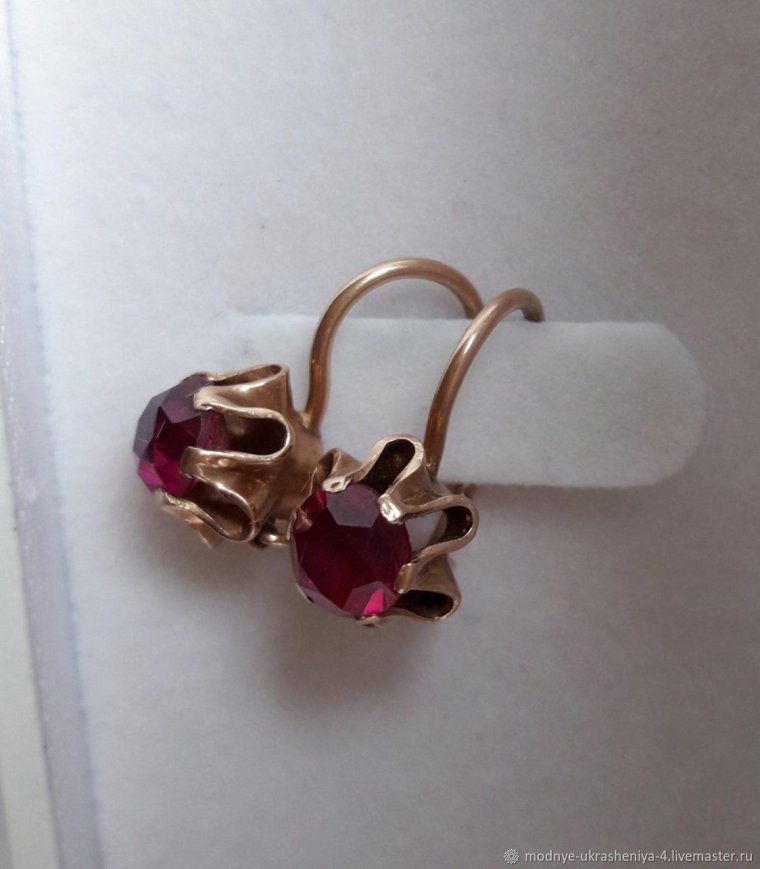 Серьги золото СССР 583 четырьмя лепестками