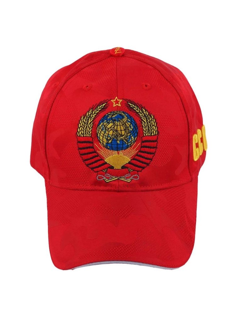 Бейсболка "герб советского Союза" красная
