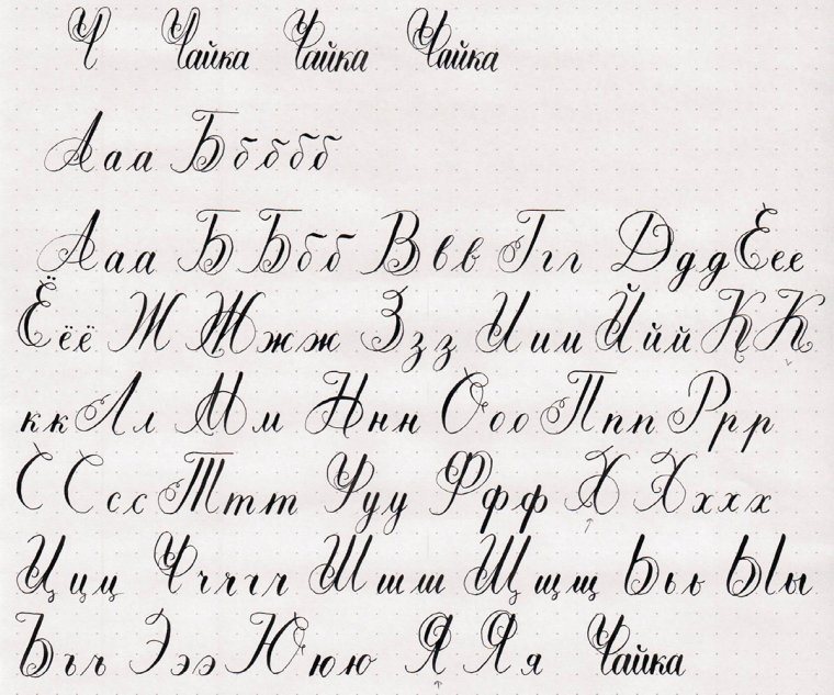 Каллиграфический почерк алфавит