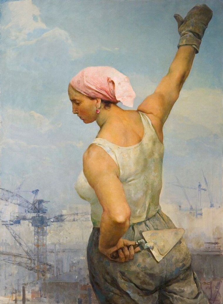 Владимир Серов. Строительница, 1964