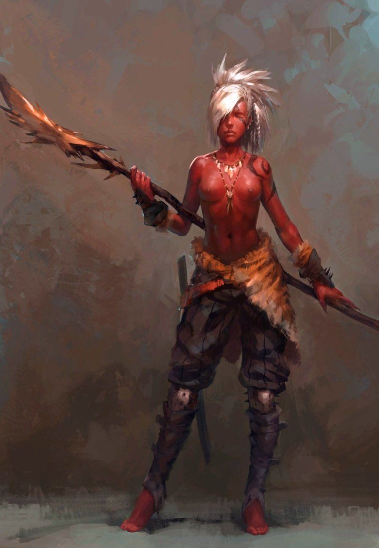 Тифлинг воин темная арт