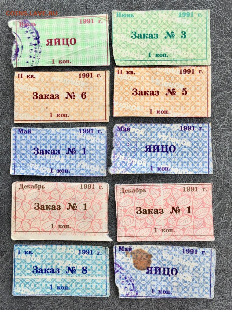 Продуктовые талоны 1991 год