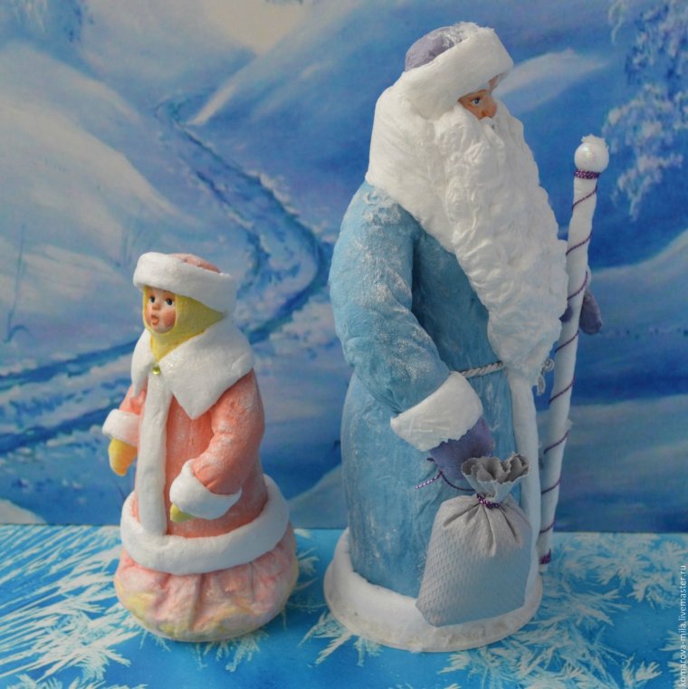 Дед Мороз и Снегурочка из ваты